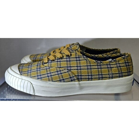 Vintage Keds Women's Blue/Yellow/Beige Plaid Canvas Lace-Up Sneakers Size 10 - Picture 1 of 13